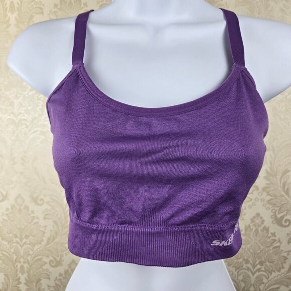 Skechers Size Large Purple Sports Bra Pull On Style Racerback Adjustable Straps - Picture 3 of 9